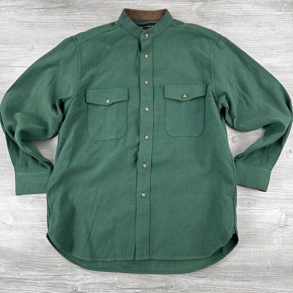 Paul Fredrick Dress Shirts Mens Medium Green Purple Rayon Band Grandad EUC - Picture 2 of 7